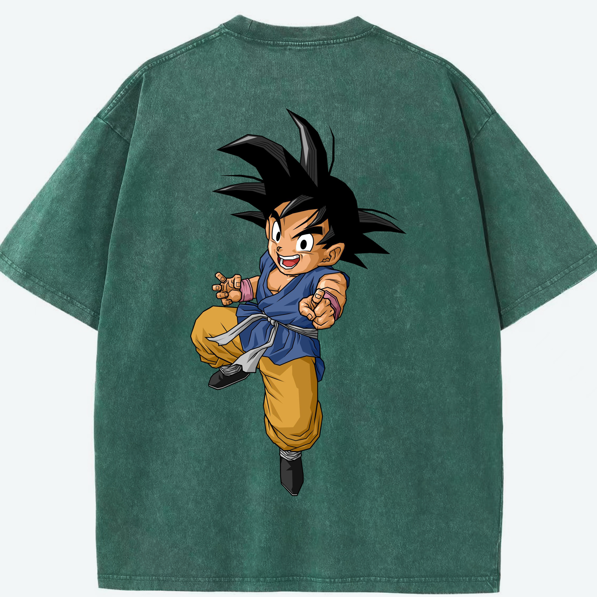 （画像用） ドラゴンボール 孫悟空（そん ごくう）Son Goku カカロット DRAGON BALL Kakarotto 綿100% ヴィンテージ風 半袖Tシャツ（背面プリント）
